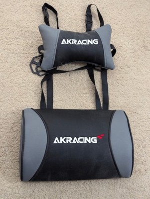 AKRacing Gaming Chair Lumbar Support AND Neck Support Pillows - Grey & Black