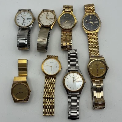 Lot of 8 Mens Seiko Watches(Solar, Quartz, etc.) AS-IS #28