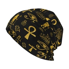 Wizfuyq Ankh Cross Skull Cap Ancient Egyptian Warm Knit Hat Slouchy Beanie Ha...