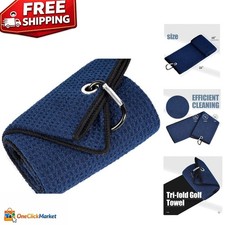Ultra-Absorbent Microfiber Golf Towel - Waffle Pattern Navy 16x21 with Clip