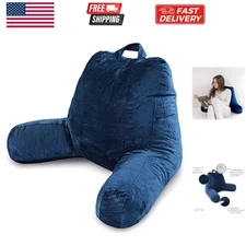 Reading Pillow with Arms, Navy Blue, Cozy Shredded Memory Foam Back Pillow fo...