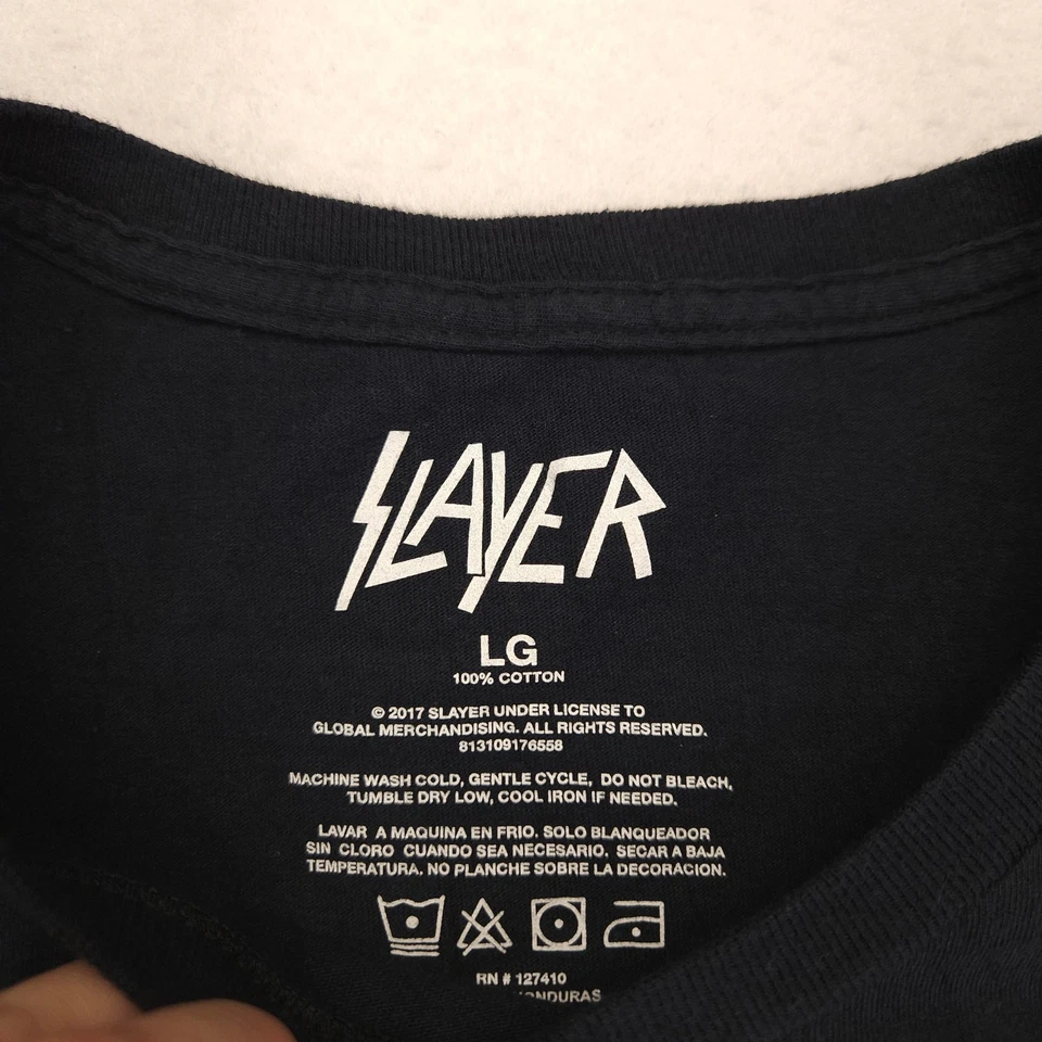 Camisa Slayer Gráfica Banda Manga Corta Cuello Redondo Para Hombre Talla Grande L Negra Foto 3 de 4