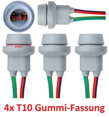 4x W5W T10 Fassung Gummi Standlicht Parklicht Stecksockel Sockel Glassockel