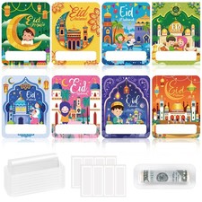 HOWAF 8 Sets Eid Mubarak Money Holder Cards Muslim Ramadan Holiday Decoration