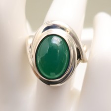 Carolyn Pollack ring green agate sterling silver 925 swirls signed Size 8