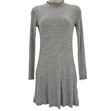 UO Kimchi Blue Womans size XS Lettuce Edge Mock Neck Ribbed Mini Dress Gray NEW