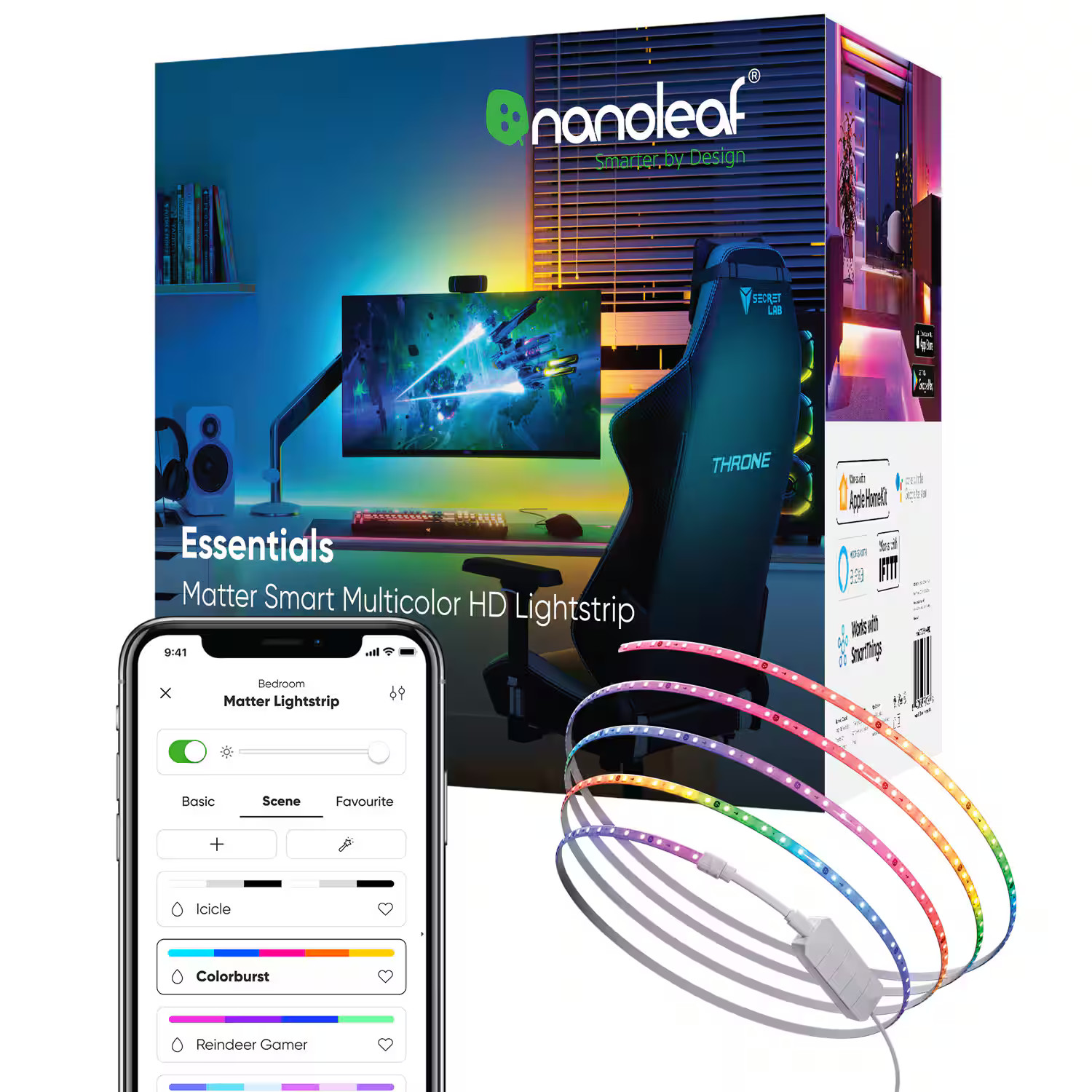 Nanoleaf - Essentials Matter Smart Multicolor HD Lightstrip длиной 164 фута 5 м - Fle 9890₽