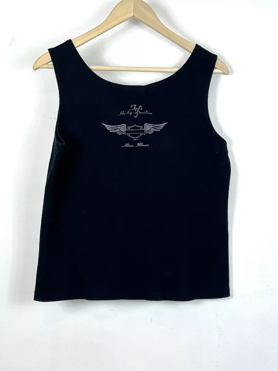 vintage Y2k harley davidson tank top womens 2X black alton illinois sleeveless