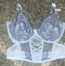 DREAM ANGELS boho Embroidered Demi Bustier/corset top top NEW Blue Medium- DD