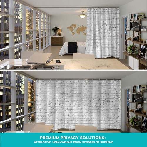 Room/Dividers/Now Premium Room Divider Curtain 9ft L x 10ft 'W white brick - Picture 3 of 7