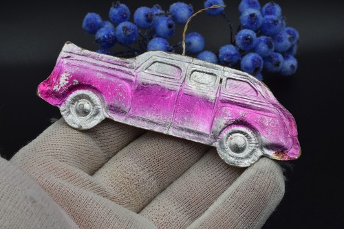 ! TOY 1960s ! ANTIQUE Christmas russian Cardboard Xmas Dresden car auto zim gaz - Picture 7 of 12