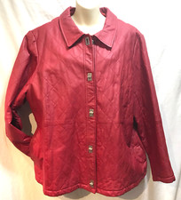 Women's Sz 1x Leather Jacket Red Dialogue Chest 48" Chest