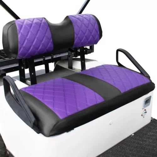 NOKINS Diamond Golf Cart Seat Covers EZGO TXT RXV 1994-2013 Vinyl Purple Black