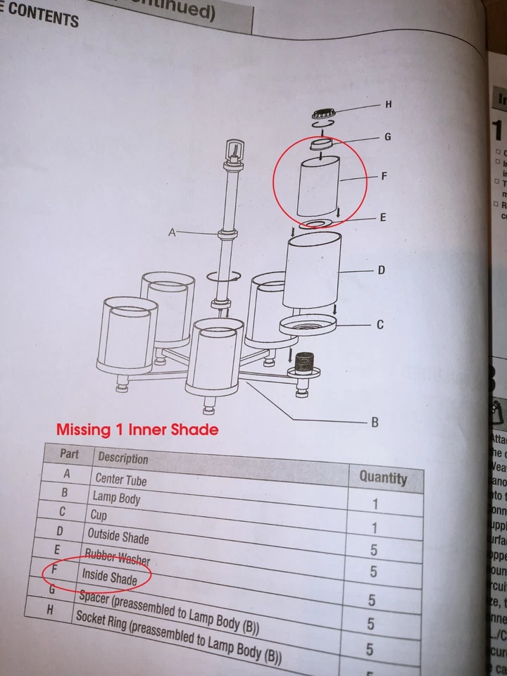 Lámpara de araña Hampton Bay Burbank 5 luces de níquel cepillado con tonos dobles - VER detalle Foto 3 de 4