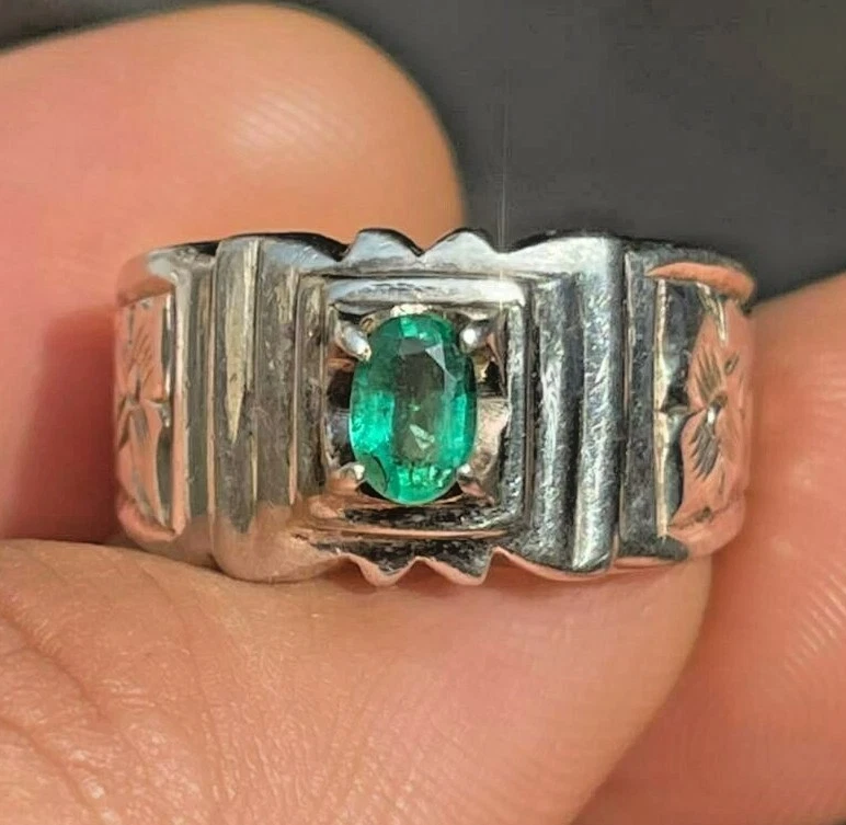 Natural Panjsher Emerald Stone Ring Original Panna Stone Real Zamurd Stone Ring