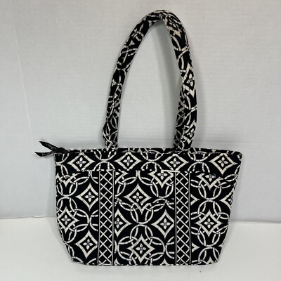 Vera Bradley Concerto Black And White Tote Shoulder Purse Handbag 15 x9  Quilted