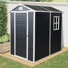 Outdoor Resin Plastic Storage Shed with Window, Floor & Lockable Door for Garden