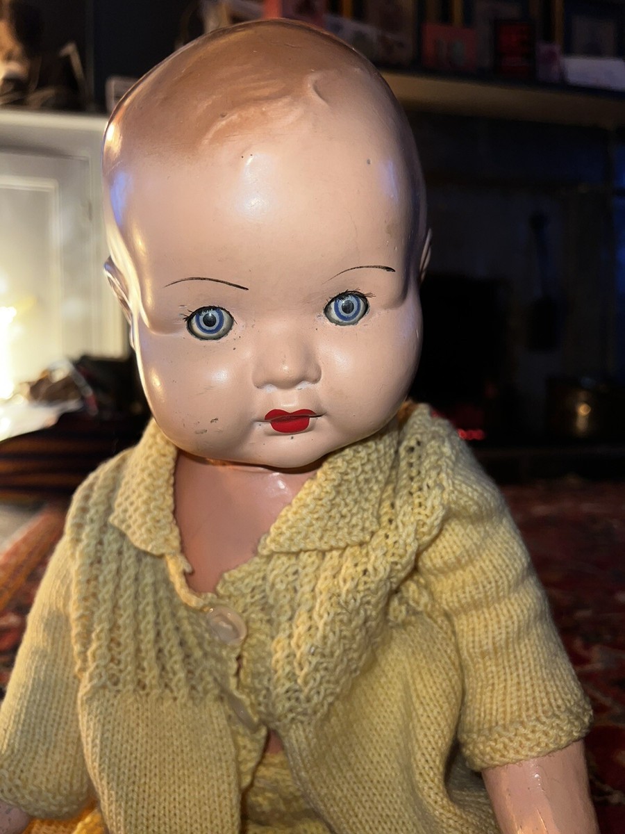 Old Rare Antique Vintage 1930s 30s Baby Doll Terracotta Composite Head Body