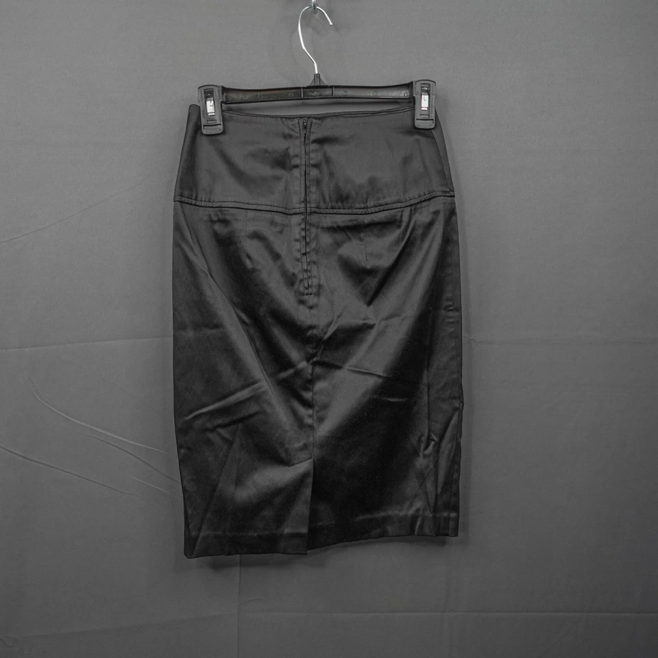 BCX Mujer Falda Junior 1 Negro Satinado Cintura Alta Lápiz Steampunk Retro Glam Chic Foto 4 de 4