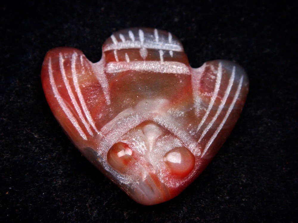 Old Nephrite Jade Stone Carved Sculpture HongShan Culture Flying Bat #01102506