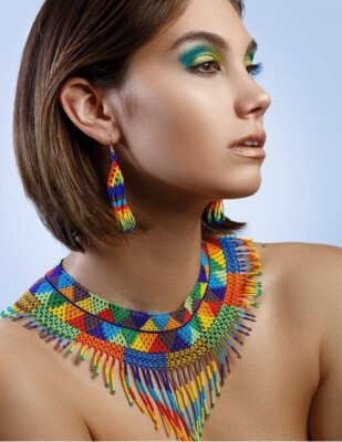 Handmade Boho Seed Beaded Choker Necklace Handmade  Fashion Jewelry for Women