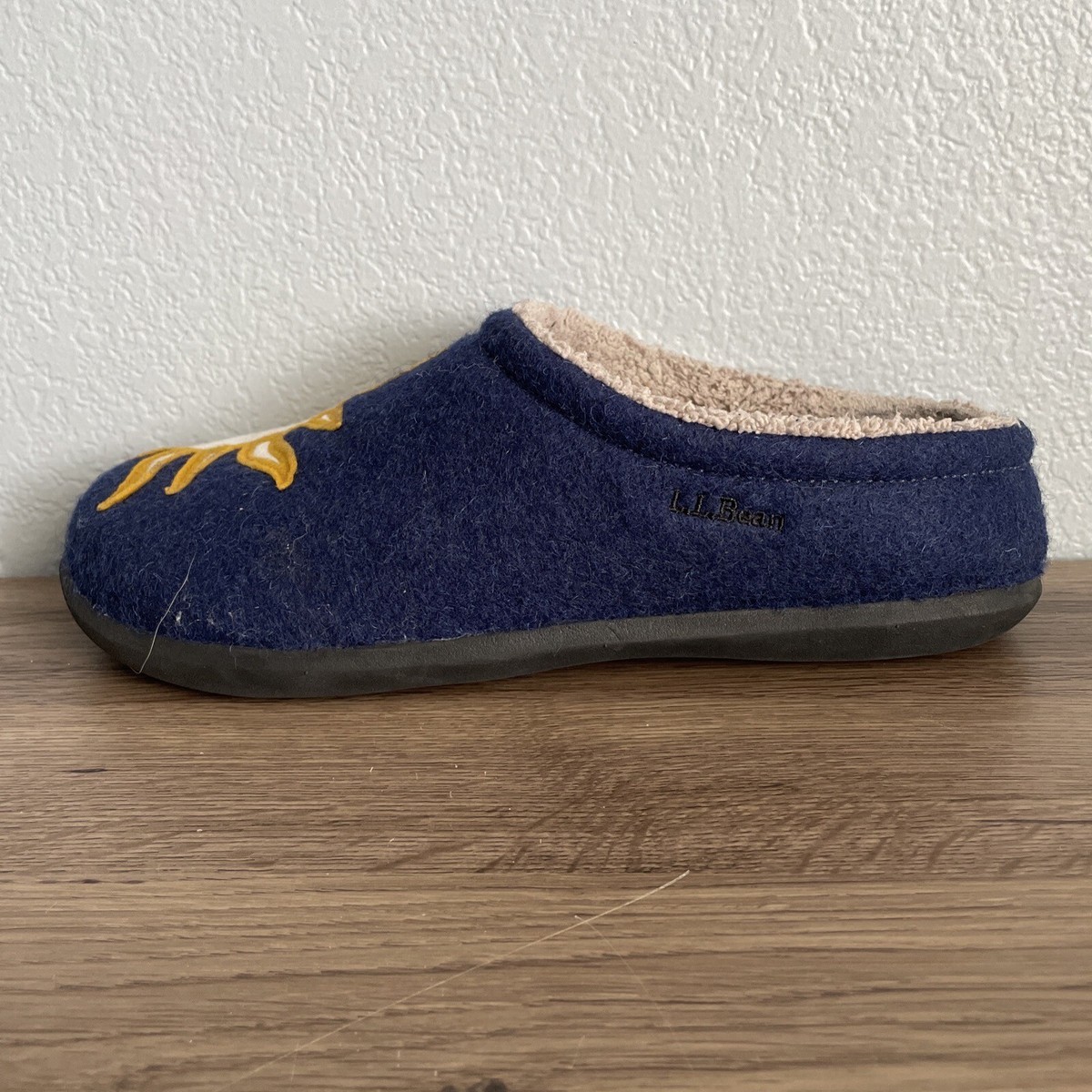 LL Bean Women's Blue Wool Sun Noon Daybreak Scuffs Slipper Clogs