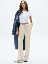 Athleta Seasoft Mid Rise Straight Pant Bone Medium 472259 NEW