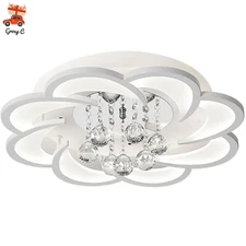 Modern Acrylic LED Ceiling Light Crystal Flower Shaped Chandelier Lamp Fixture~