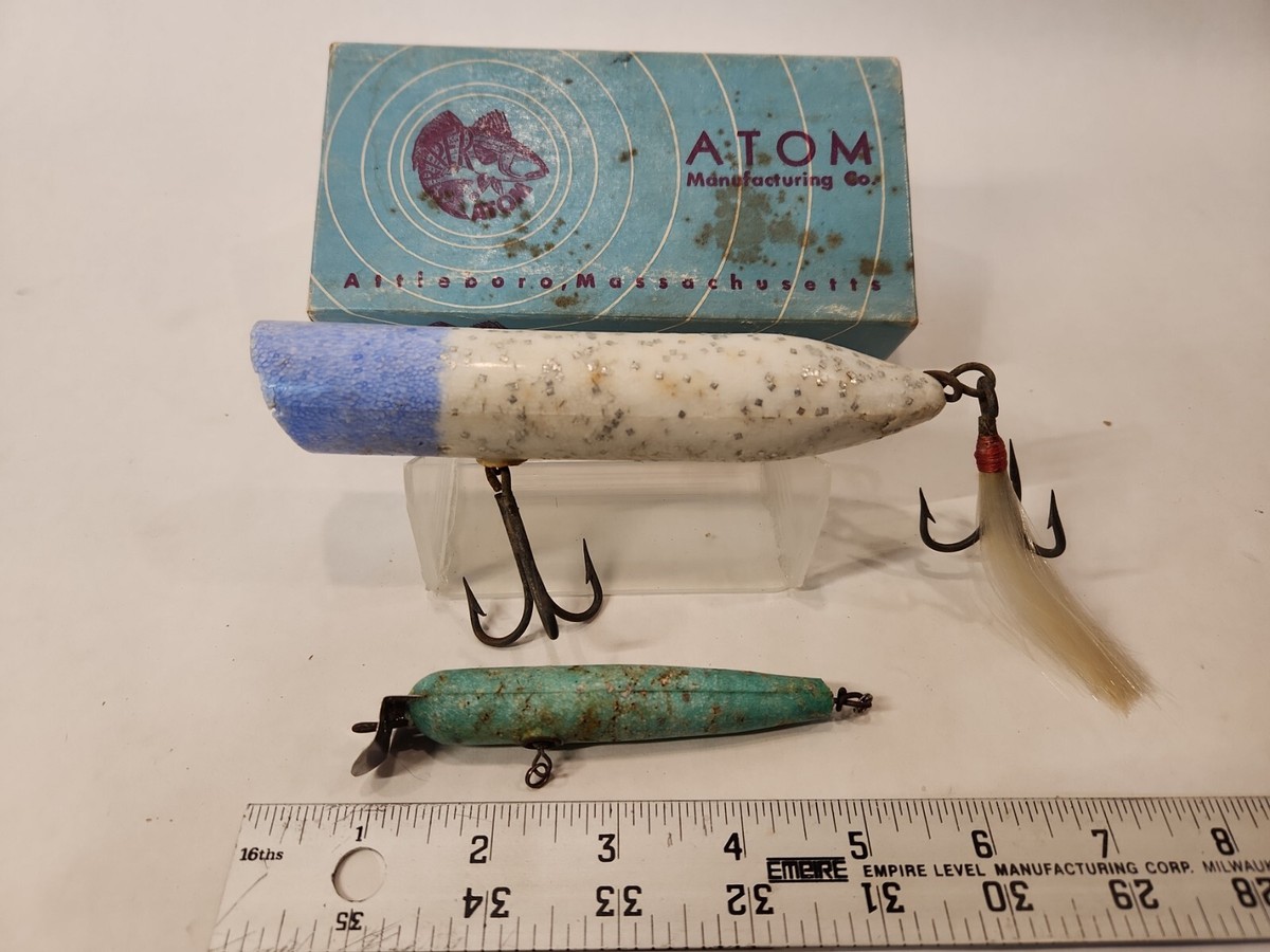 Vintage Lot ATOM SALTWATER LURE blue silver teal popper lot w/BOX striped  bass | eBay