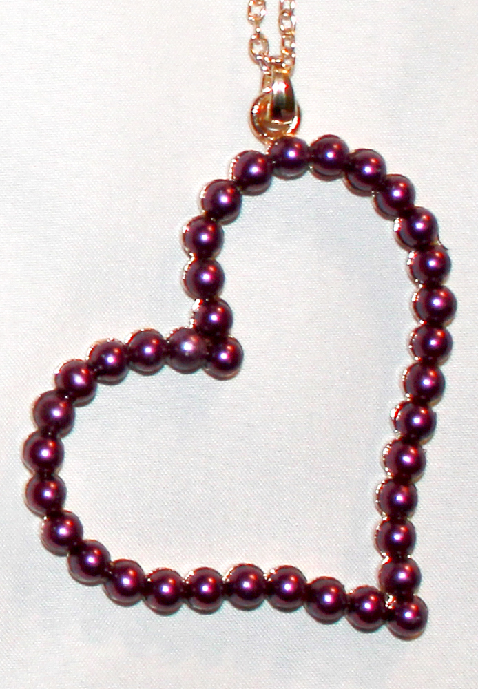 Faux Pearl Heart Shape Pendant Necklace with Gold Chain, Choose Your Color eBay