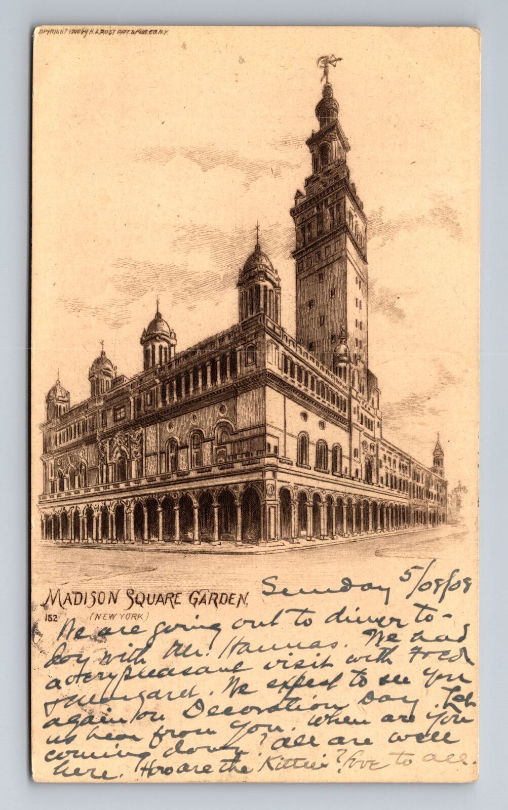 New York City NY, Panoramic Scenic View Madison Square Garden Vintage Postcard