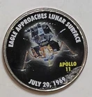 Eagle Approaches Lunar Surface Apollo 11 Colorized Clad Kennedy Half Dollar 50C