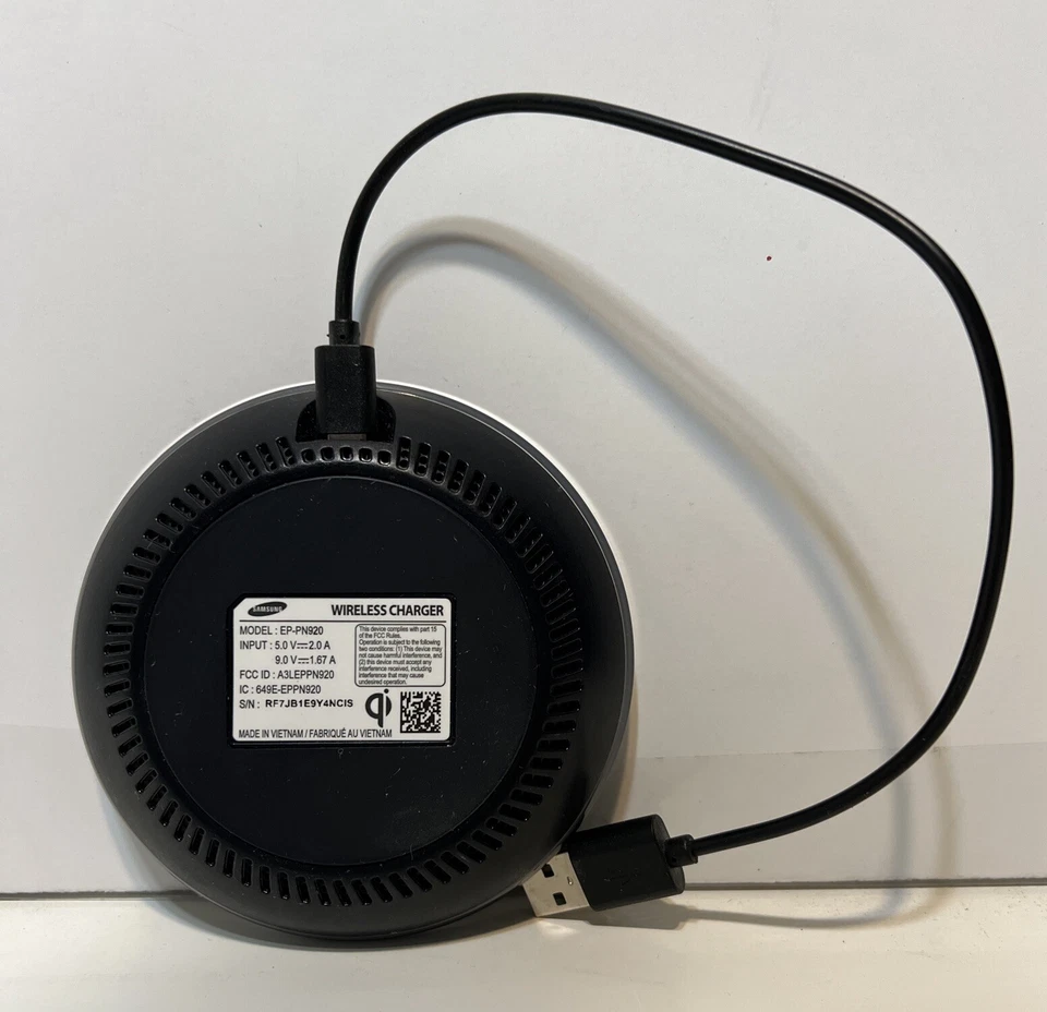 Cargador rápido inalámbrico original Samsung EP-PN920 con cable USB funciona Foto 3 de 4