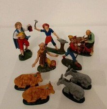 Lotto Statuine Presepe Natività Plastica Vintage Made In Italy