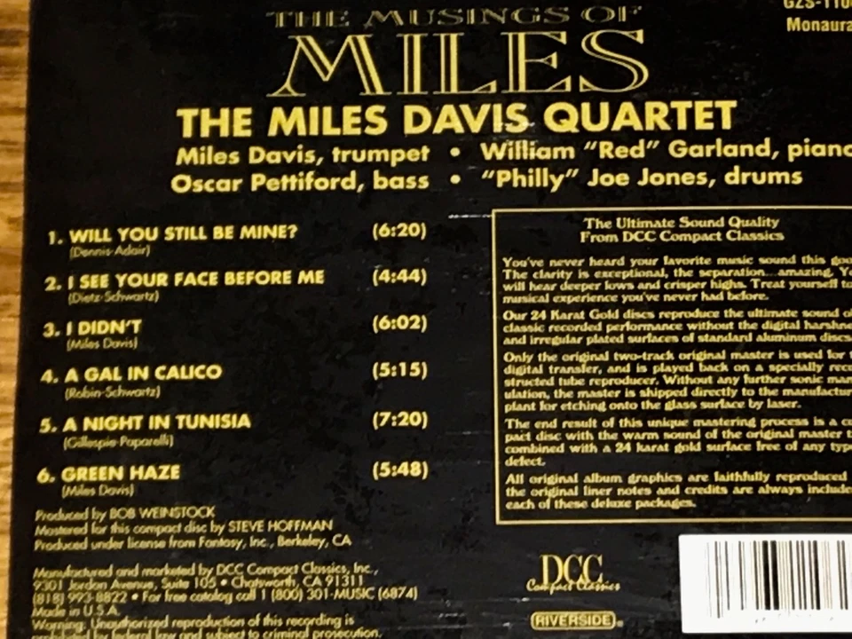 MILES DAVIS QUARTET Musings of Miles DCC 24-KARAT GOLD CD  STILL FACTORY SEALED Foto 3 de 4