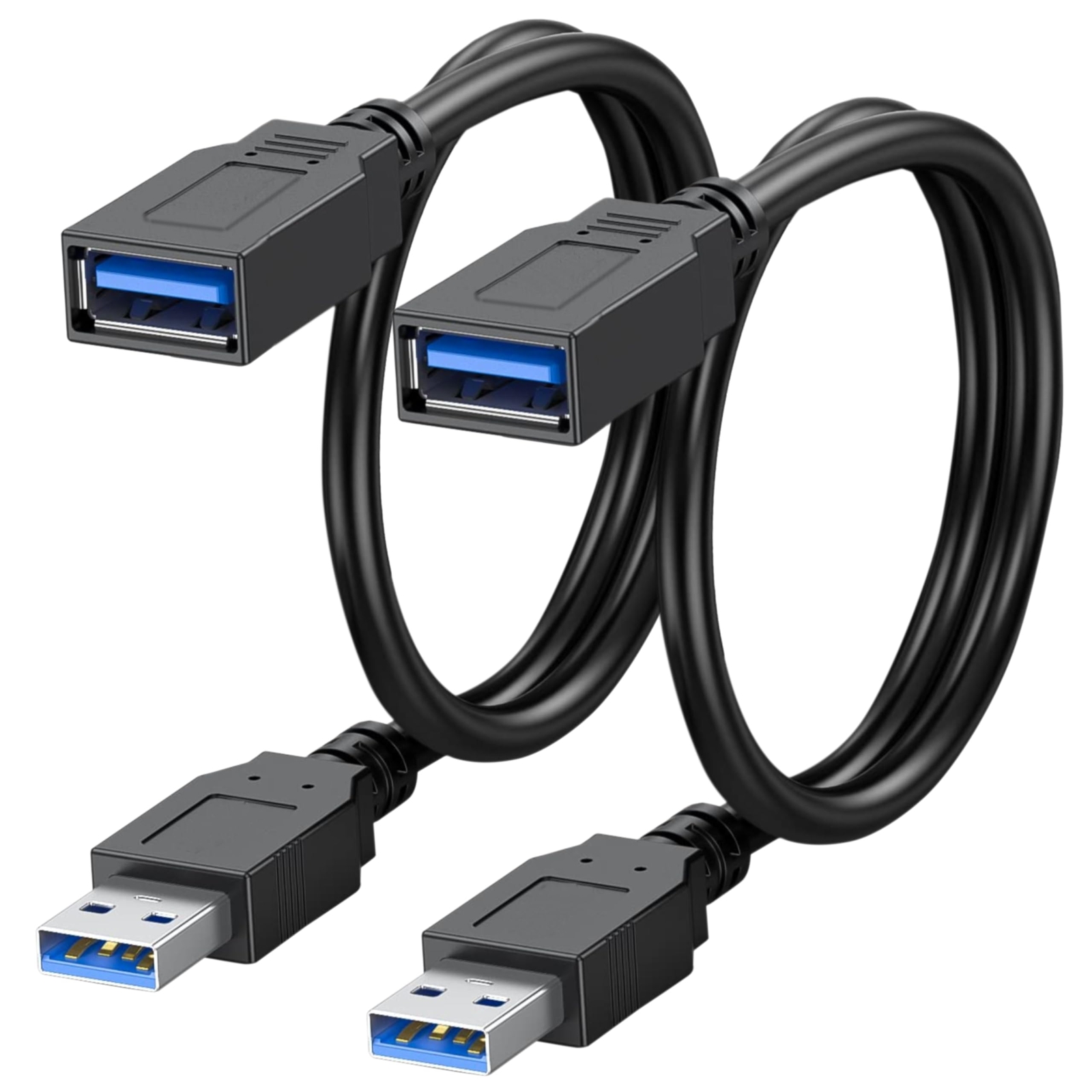SaiTech IT 2-Pack 1ft USB 3.0 Extension Cable A Male to A Female