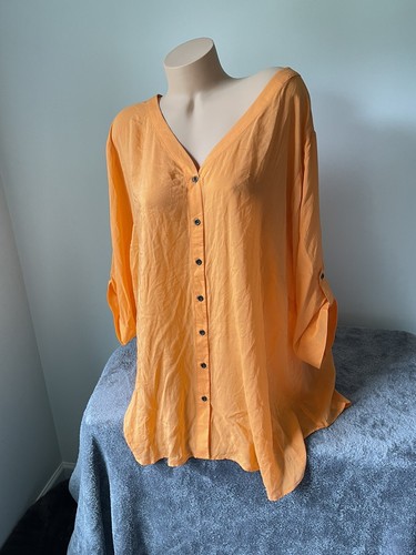 Torrid 4 Tunic Shirt Top 4X Women Plus Coral Peach Beachy V-Neck Flowy Boho 4759