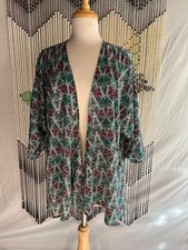 LuLaRoe Cardigan Duster Kimono Cover Up Geometric Colorful Green Pink Black M