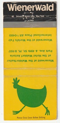 MATCHBOOK COVER - WIENERWALD RESTAURANT - NEW YORK CITY - CHICKEN