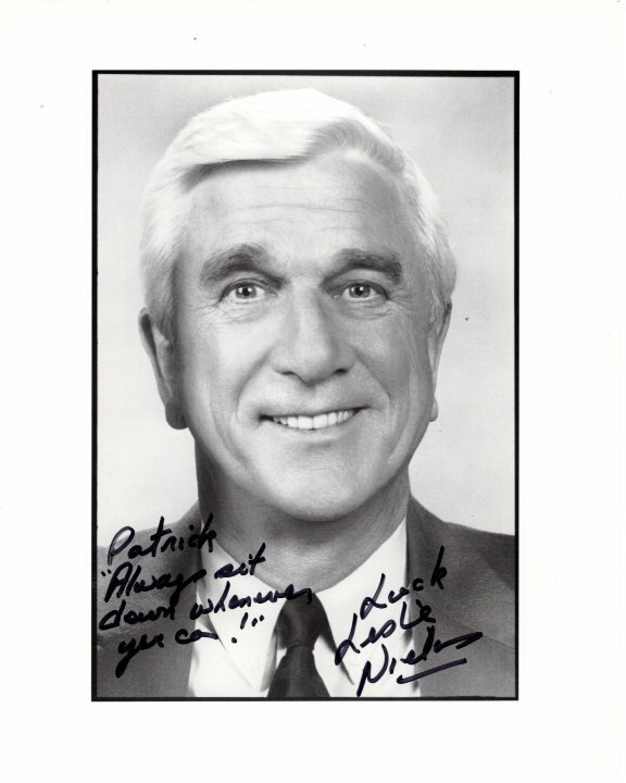 LESLIE NIELSEN Autographed Signed 8x10 Photograph - To Patrick GREAT CONTENT