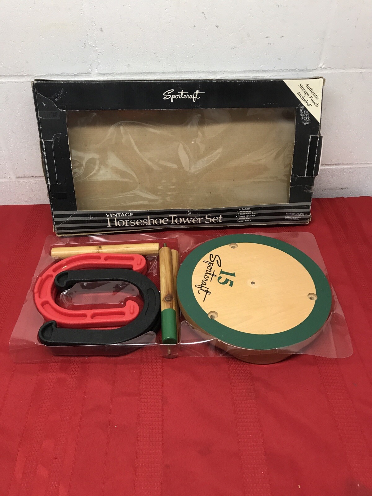 Vintage Horseshoe game Horseshoe Tower Set From Sportcraft Wood Target