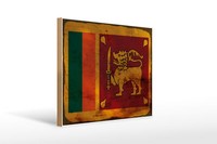 Holzschild Flagge Sri Lanka 40X30 Cm Flag Sri Lanka Rost Holz Schild Wooden Sign