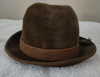Cavanagh Fedora Hat; Size 7 1/8; Brown; Felt; New York; Rope Band;Good Condition