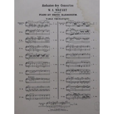 MOZART W. A. Concerto No 3 Andante Piano Harmonium ca1869 - Photo 1/4