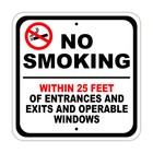 No Smoking Within 25 Feet of Entrances and Exits Notice Aluminum Metal Sign