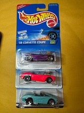 Hot wheels '58 Corvette Coupe - Lot of 3 Variants- Purple-Turquoise-Hot Pink