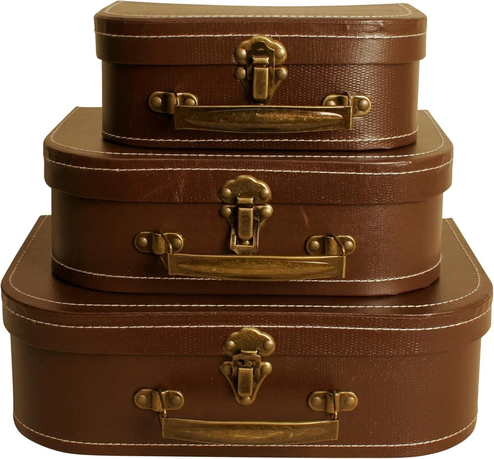 Stylish Brown Storage Suitcases Set of 3 - Ideal for Organizing and Decorating - Image 3 of 4