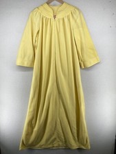 EVELYN PEARSON Robe L Velour Fleece Zip Front House Coat Lounge Yellow USA Vtg