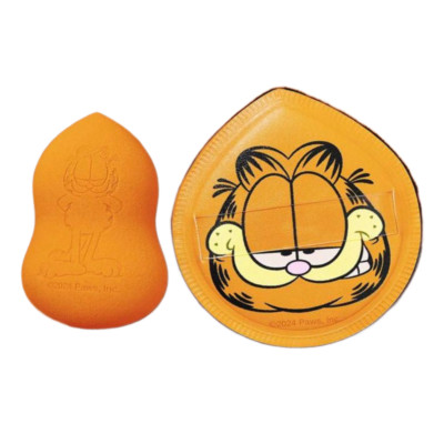 Garfield Makeup Powder Puff & Sponge 2pc Set Soft Teardrop Cartoon Orange Cat