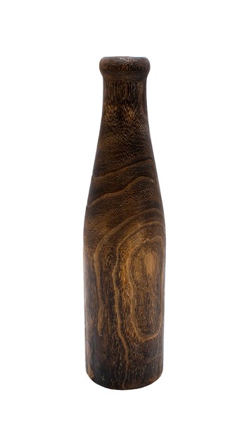 Holz Blumen Vase Xxl Flasche Braun - 40 Cm - Tisch Fenster Kunst Pflanzen Deko-image
